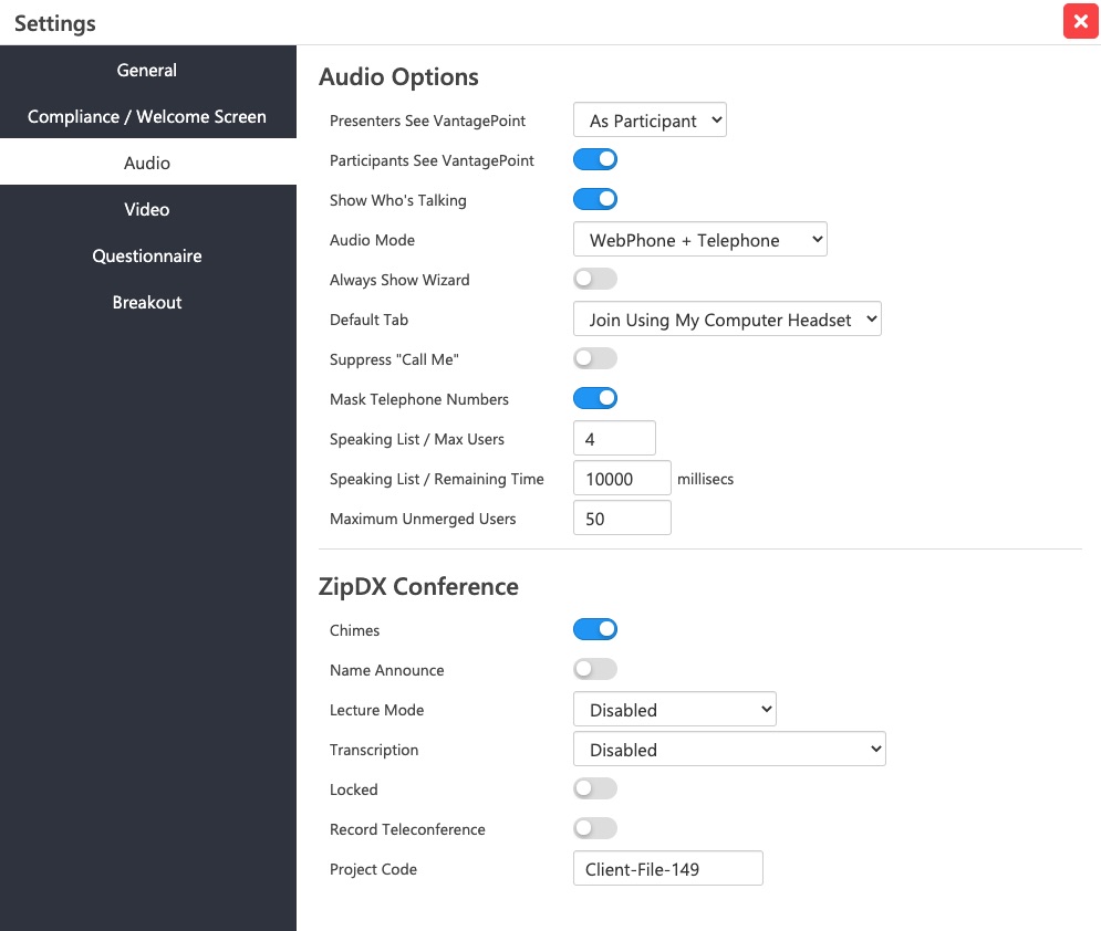 Audio Settings